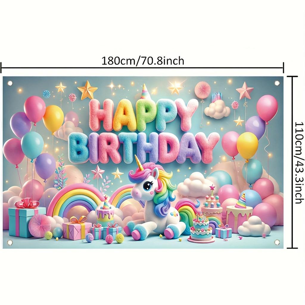1 piece. Adorable Rainbow Unicorn Birthday Banner, an ambient decoration backdrop, suitable for outdoor festival