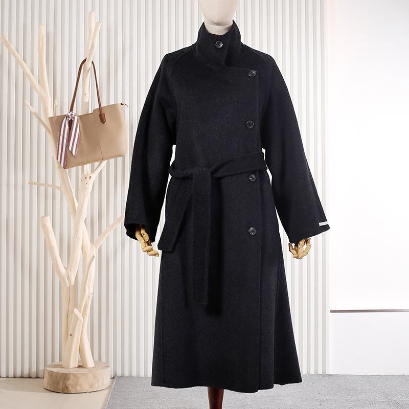 Loose Belt Long Wool Coat Double-sided Woolen Coat Thin Women Woolen Coat Women
