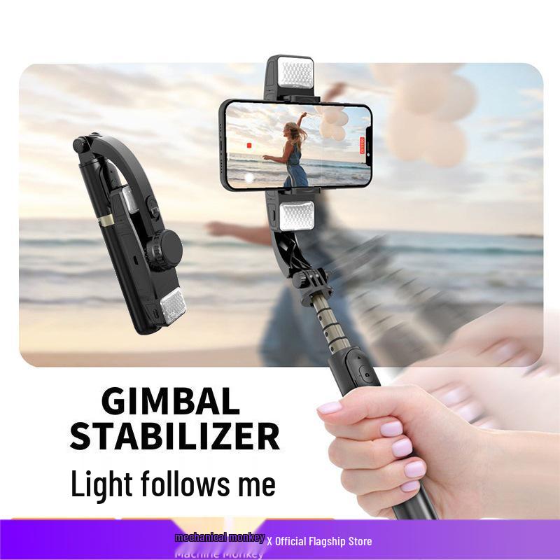Mechanical Monkey Q08d Single-Axis Handheld Gimbal Stabilizer with Dual Fill Lights & Selfie Stick