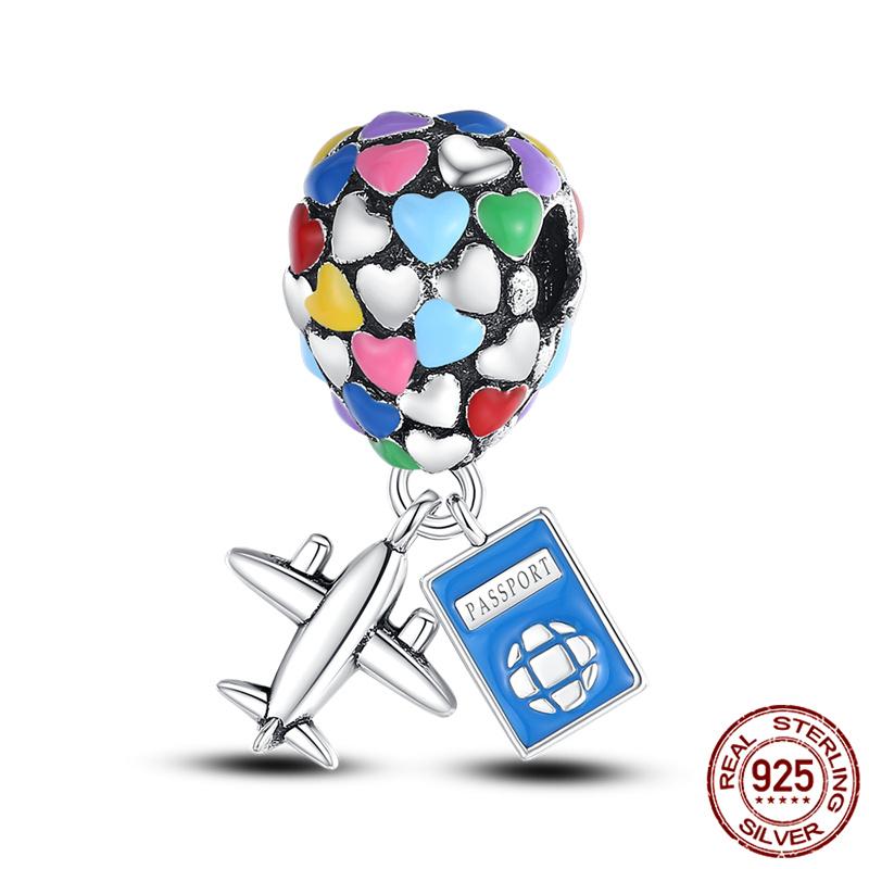 Luggage Airplane Passport Three-Piece Setcopper Charms Fitoriginal Bracelet Jewelry Making For Women Gift