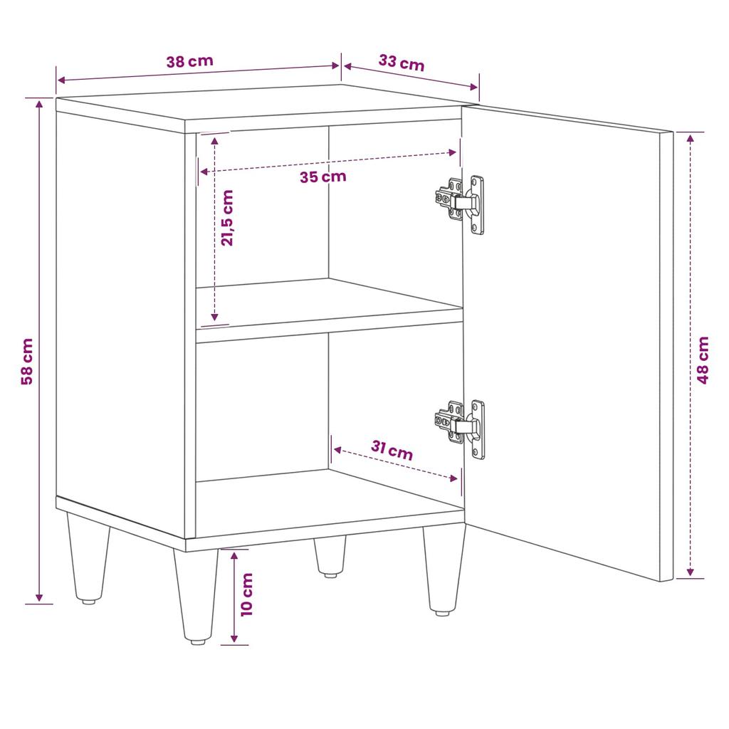 Bathroom Cabinet Brown 38 x 33.5 x 58 cm Solid Mango Wood