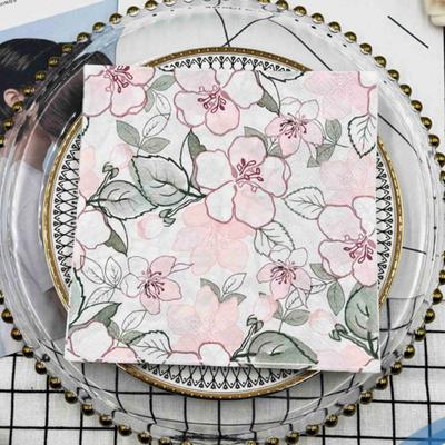 20pcs/Pac 33*33cm 2-Ply Disposable Party Napkin Floral Pattern