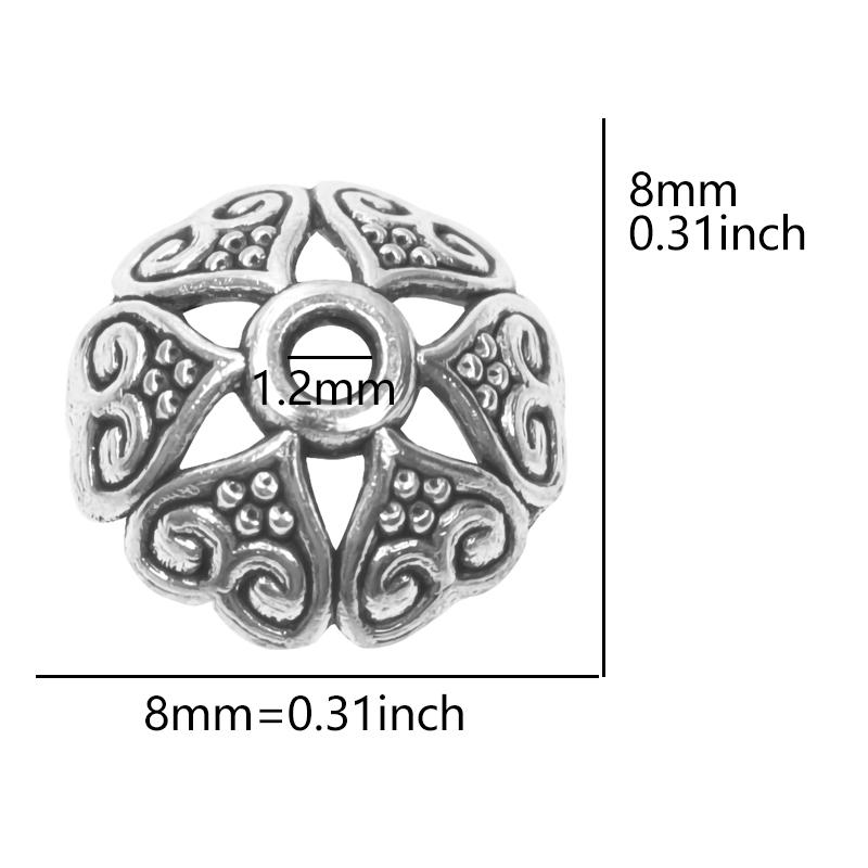 Bouchons de perles en alliage fleurs mélangées pour la fabrication de bijoux Charms Composants pour bijoux DIY Couleur argentée Accessoires vintage faits main