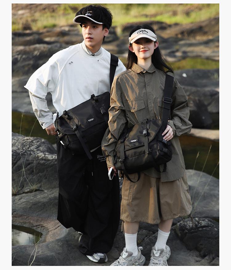 Unisex Crossbody Bag - Korean-Influenced, Casual Nylon, Waterproof, Functional Workwear Style
