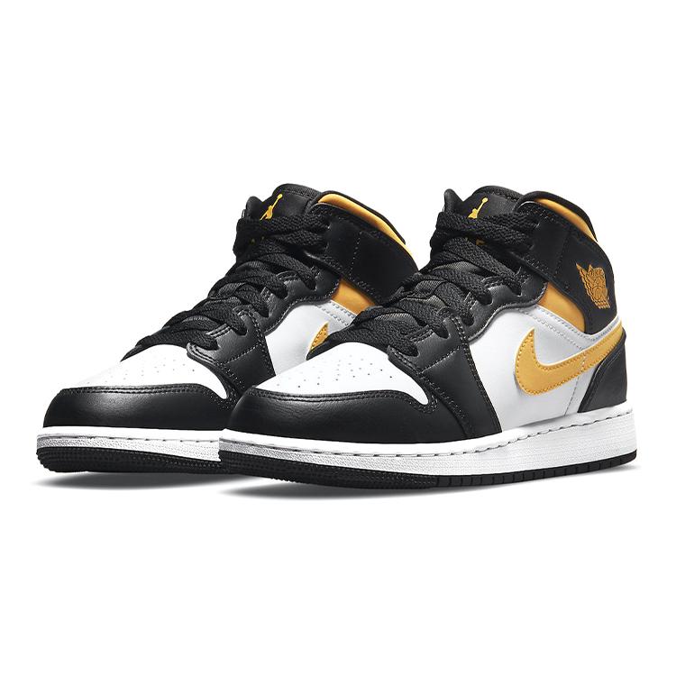 Ny Jordan 1 Mid Hvit Pollen Svart GS 554725-177