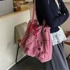 Sweet Canvas Plaid Bag College Style Cute Ruched Handbag Casual Ruffle Shoulder Bag  Travel