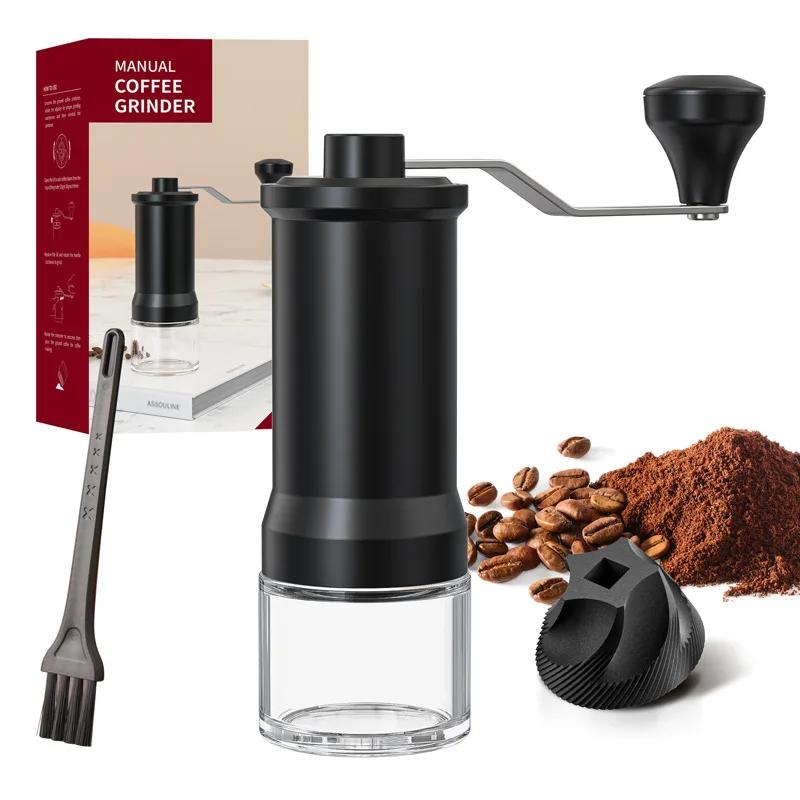 

Manual Coffee Grinder Ceramic Burr Portable Camping Grinding Coffee Tools Coffee Bean Grinder Glass Storage Mini Powder Grinder M чёрный