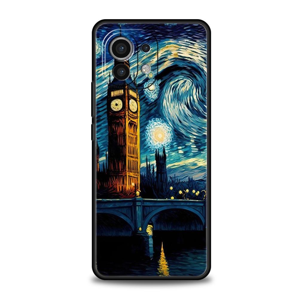 Gwieździsta noc van Gogh Etui na telefon do Xiaomi 14 13 12 11 Lite 13T 12T 11T Pro 9T Mi Poco X6 X5 M3 X3 Pro F5 F4 F3 5G Czarne Etui