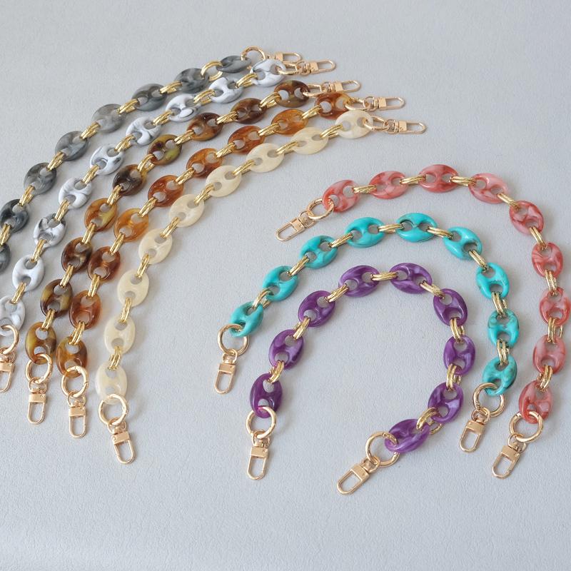 New Fashion Woman Bag Accessory Parts Leopard Candy Red Blue Acrylic Resin Metal Chain Strap Women Shoulder Crossbody Long Chain