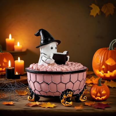 Yousheng Ghost Bubble Bath Light Halloween Ghost Reading Book Night Light Handmade LED Table Lamp for Bedroom Study Room Bathroom Decor