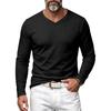 Men S V Neck Solid Long Sleeve Slim Fit Casual T Shirt