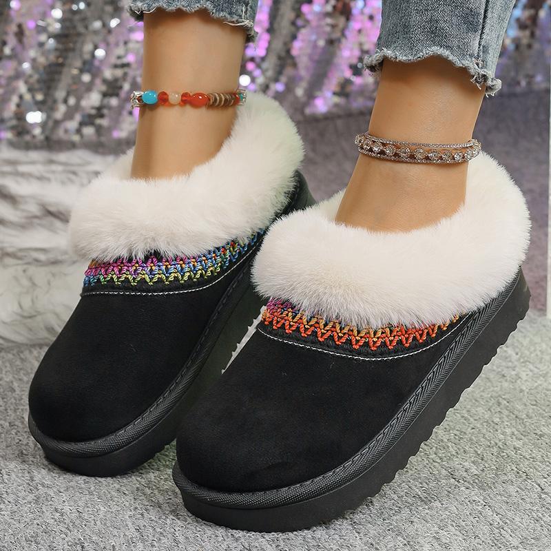 Modische koreanische Schneestiefel in gemischten Farben für Damen 2025 Winter Runde Zehenpartie Plateau Plüsch Botas Damen Weich Fellig Warm Schneestiefel Damen