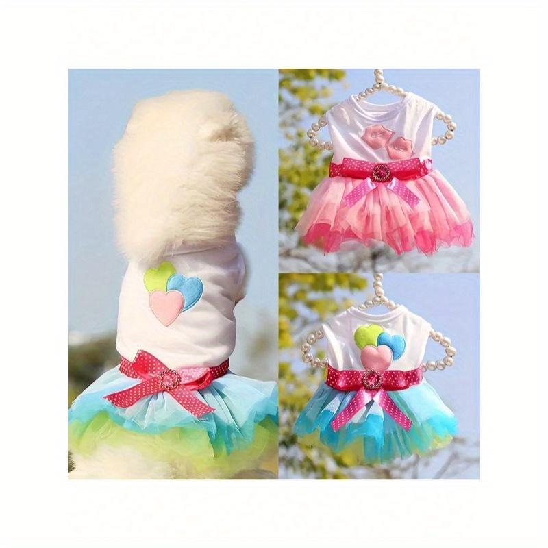 Cute Ballet Tutu Skirt Dress Suitable For Small To Medium Dogs - Heart & Lip Print, Soft Polyester Pet Clothing, Perfect For Parties & Special