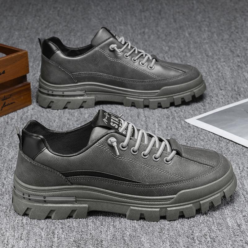 New Spring Men's Shoes Working Shoes Thick Sole Shoes Korean Style Fashion Casual Shoes Sports Trendy Single Shoes