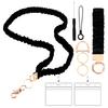 Black Scrunchie Lanyards With Horizontal Badge Holder Stretchy Scrunchie Keychain Retractable Breakaway Scrunchie Lanyard Stretc
