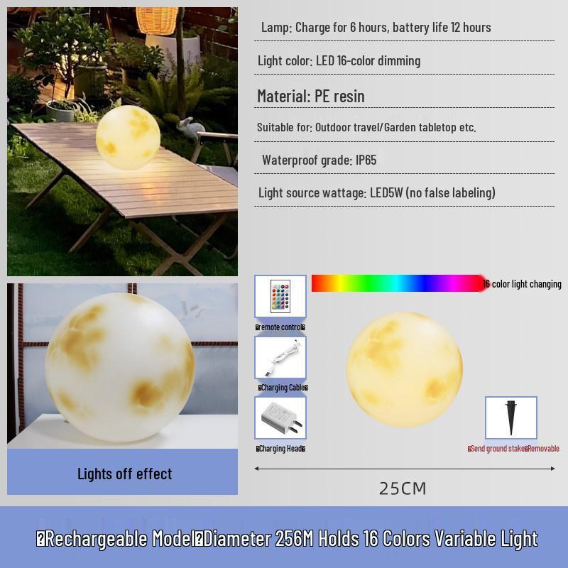 Solar-Powered Outdoor Moon Lamp: Waterproof Atmosphere Light for Gardens, Villas, and Terraces