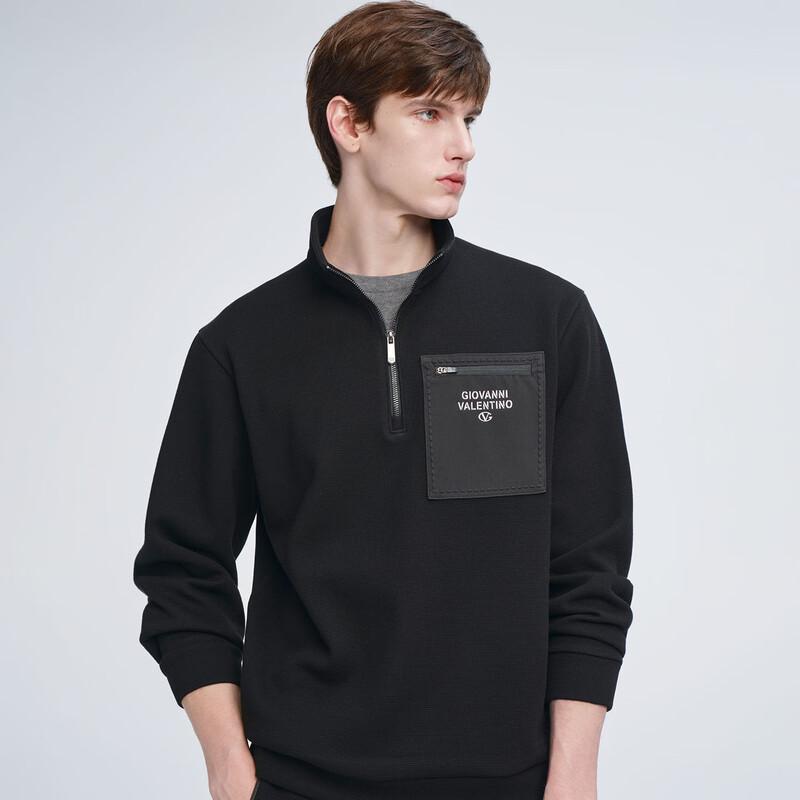 GIOVANNI VALENTINO Men's Half-Zip Wool Blend Stand Collar Sweatshirt