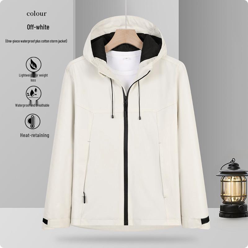 

Мужская водонепроницаемая ветровка с хлопковой подкладкой 2024 года: Толстая, с графеновой подкладкой, прочная уличная куртка для пар. M