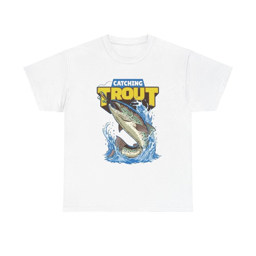 Catching Trout Fishing T Shirt Graphic Unisex Heavy Cotton Tee NEW GIFT Unisex T-Shirt S