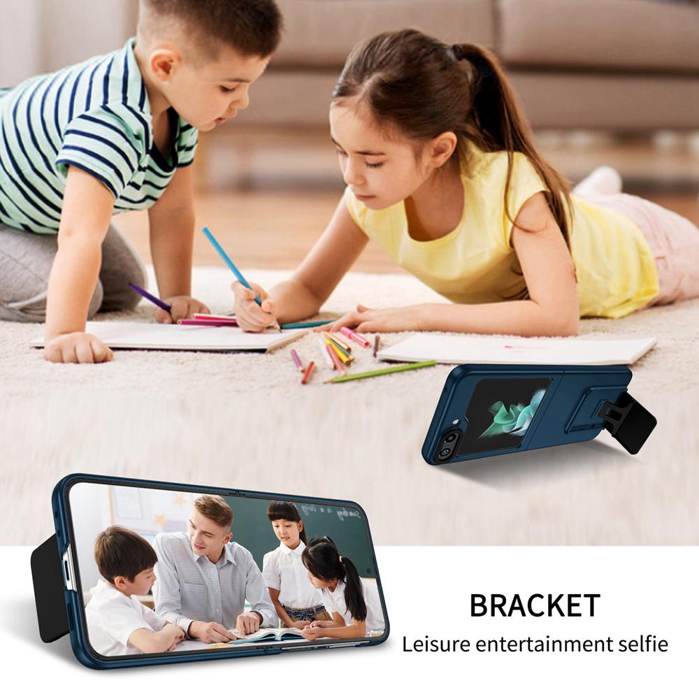 KEYSION Luxury Live Stand Case for Samsung Galaxy Z Flip 5 5G PC Shockproof Phone Back Cover for Samsung Galaxy Z Flip 5 4 3 5G