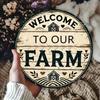 Vintage Welcome Farm Sign Round Aluminum Wall Art Decor Gift