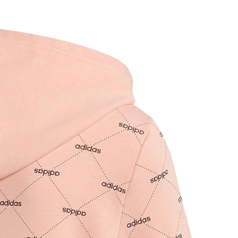 Adidas Letter Print Hooded Casual Long Sleeve Sweatshirt Women Sweatshirt Pink EI6246