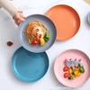 23cm Round Plastic Plate with Vertical Stripes - Dinner, Salad, Dessert, Snack, or Fruit Plate for Home and Hotel Use.