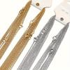 TEMU Gold & Silver Plated Stainless Steel Necklace: Flattened O-Link Cross Chain with Tail Chain, Collarbone DIY.
