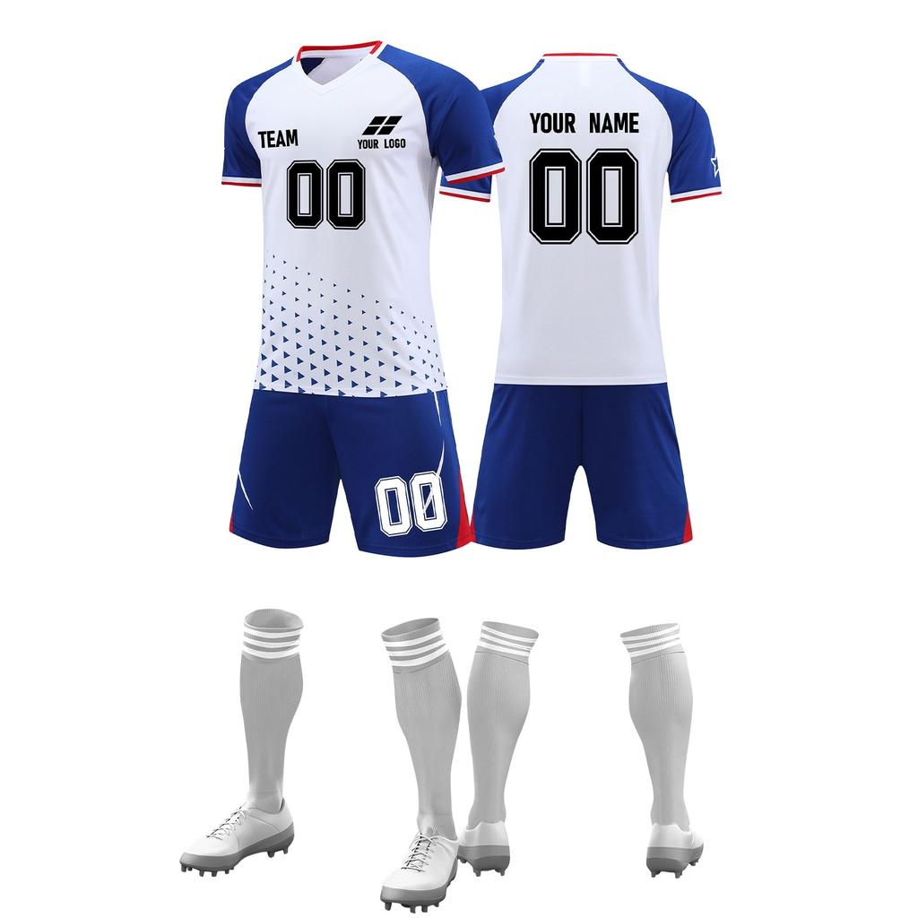 Mens Soccer Uniform Set Short Sleeve Jersey Shorts Socks Quick Dry Athletic Sportswear for Training Matches Teams