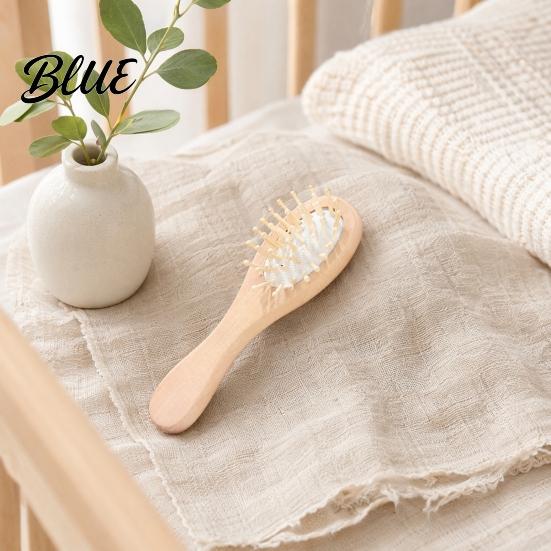 Newborn Gentle Bath Baby Grooming Wool Baby for Brush Soft Skin Cleanser Set with Natural Cherry Beech Wood Handle