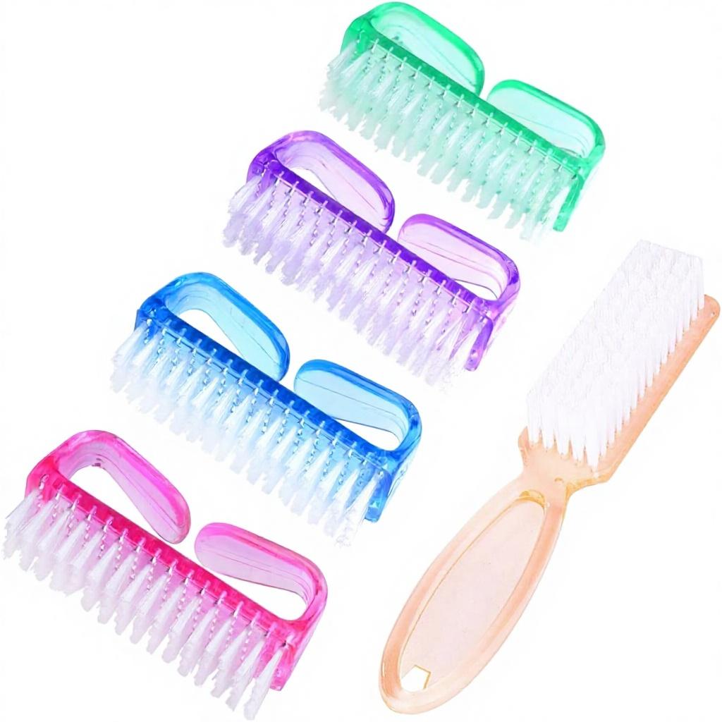 Handle Grip Nail Brush Set for Fingernail & Toes Nails Pedicure Scrubbing Tool Kit 5 Pack (Multicolor)