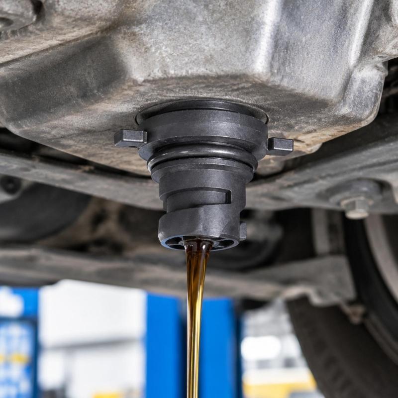 111116RC2B Black Automotive Oil Drain Closure with Two Opposing Grips, Recessed Center Drive, and Round Engineering Plastic Body