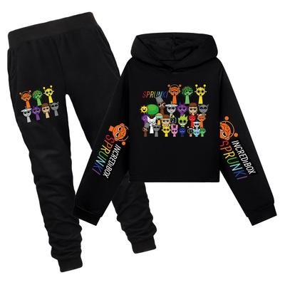 Ropa de Dibujos Animados Linda Sprunki para Niños Juego Incredibox Sudaderas + Pantalones Niñas Sudaderas de Otoño de Manga Larga Pulóver