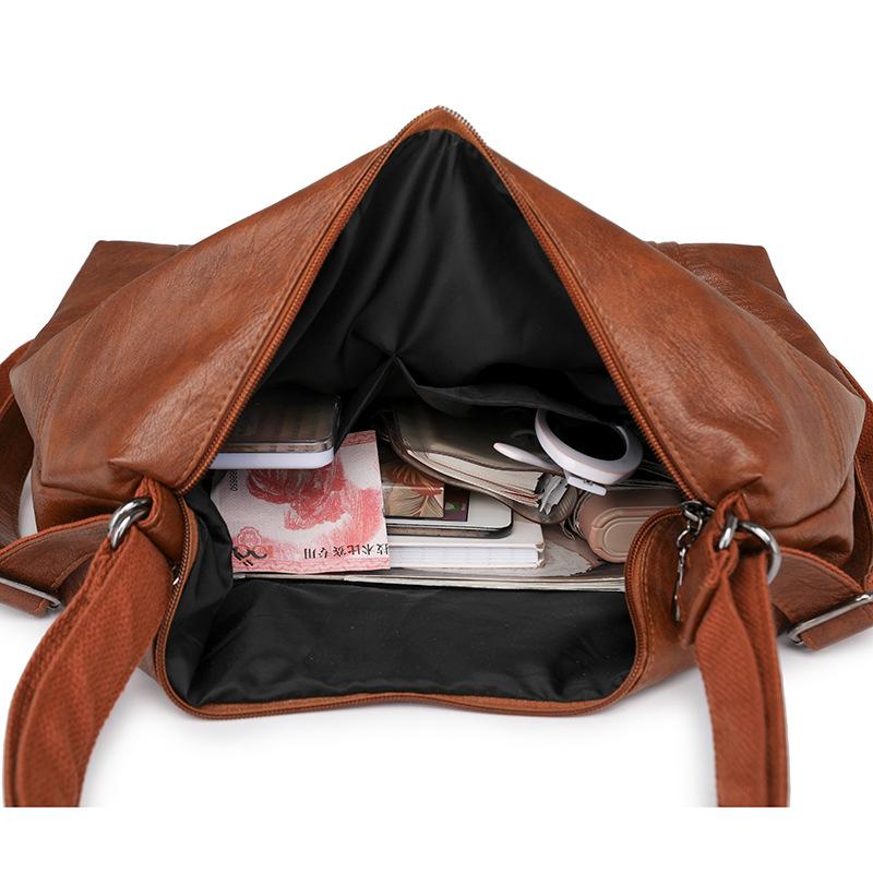 New Women's Bag Large-capacity Shoulder Bag Retro Soft Leather Tote Bag Fashionable Commuter Shoulder Messenger Bag
