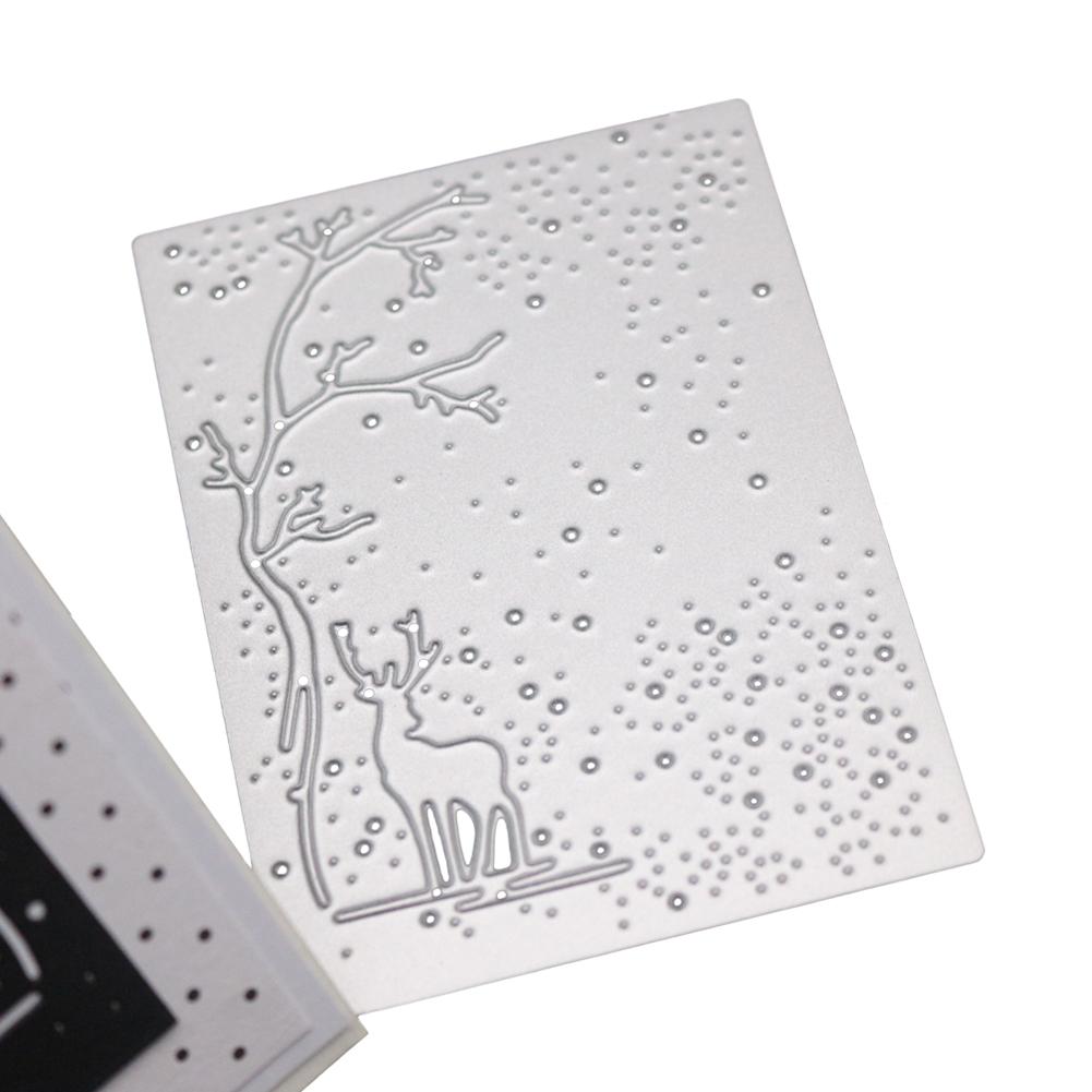 Deer Frame Under the Starry Sky Metal Silvery Stencil Embossing Cutting Dies For Diy Scrapbooking Paper Album Cards Making