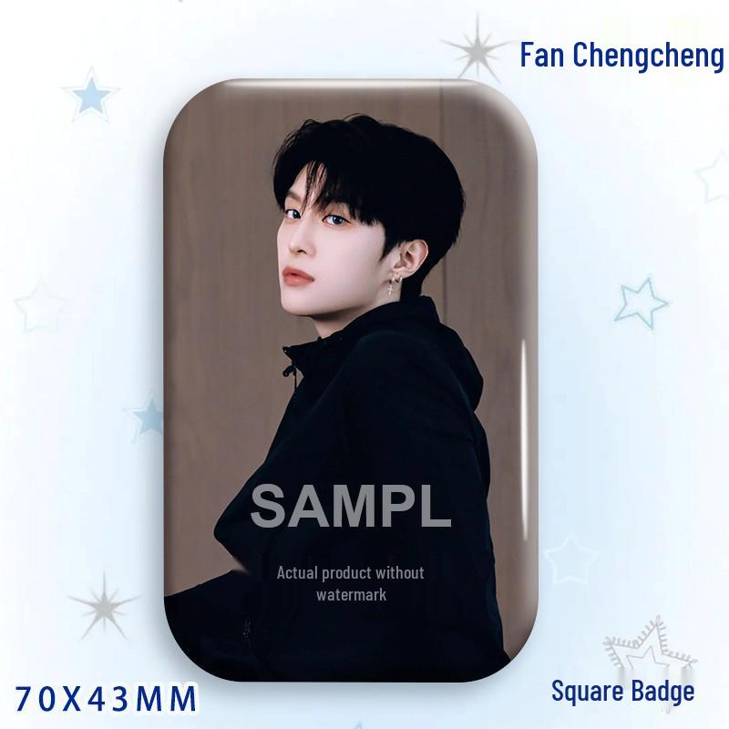 Fan Chengcheng Laser Tinplate Badge Brooch: Star Idol Collection Pendant 70x43MM Badge - Bright Film
