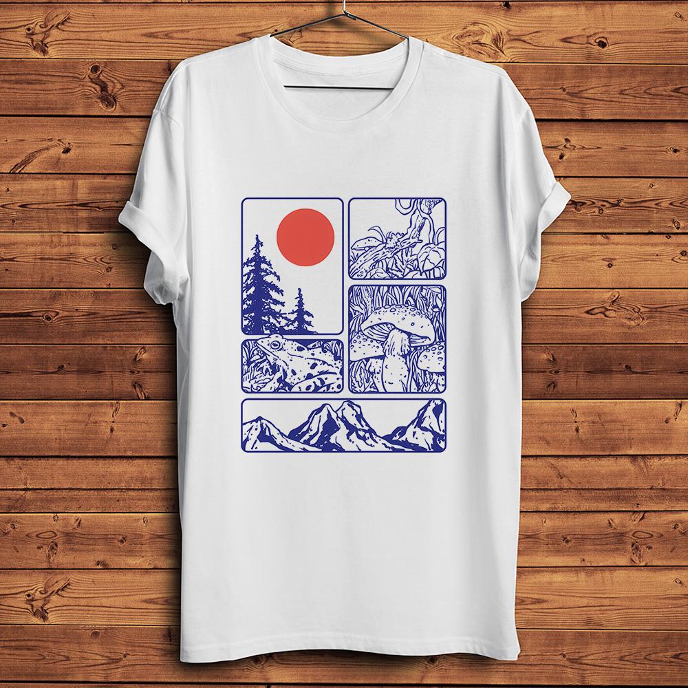 

Nature Mushroom Frog in ForestFunny Natural Style TshirtShort Sleeve Oneck Casual Unisex TShirtBreathable Nocracking Print S