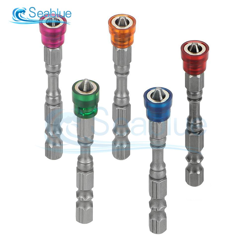 5Pcs/set 65mm Magnetic Drill Screwdriver Bits 1/4 Inch Hex Shank S2 Steel Cross Head Electric Screwdriver Kit