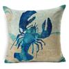 Exquisite 18" Blue Sea Animal Cotton Linen Cushion Cover For Stylish Living Spaces