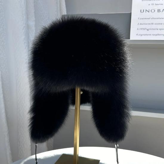 New genuine fox fur ear-protecting hat Men real raccoon fur bomber hat Women winter warm fur real sheep leather snow hat