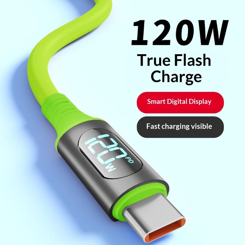 1/3Pcs 1.5 Meters Wire Type-C Digital Display Charger Cable Usb C To C 120W Fast Charging Power Display Cable Cord For Phone 17