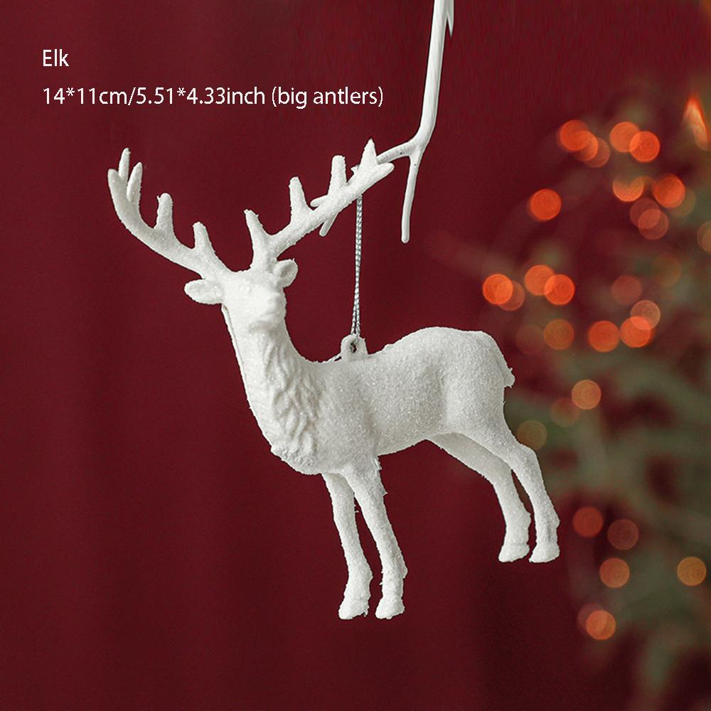 New Christmas Tree Decorations Pendant Xmas Tree White Elk Snowflake Ornaments Home Hanging Decoration 2025 New Year Party Decor