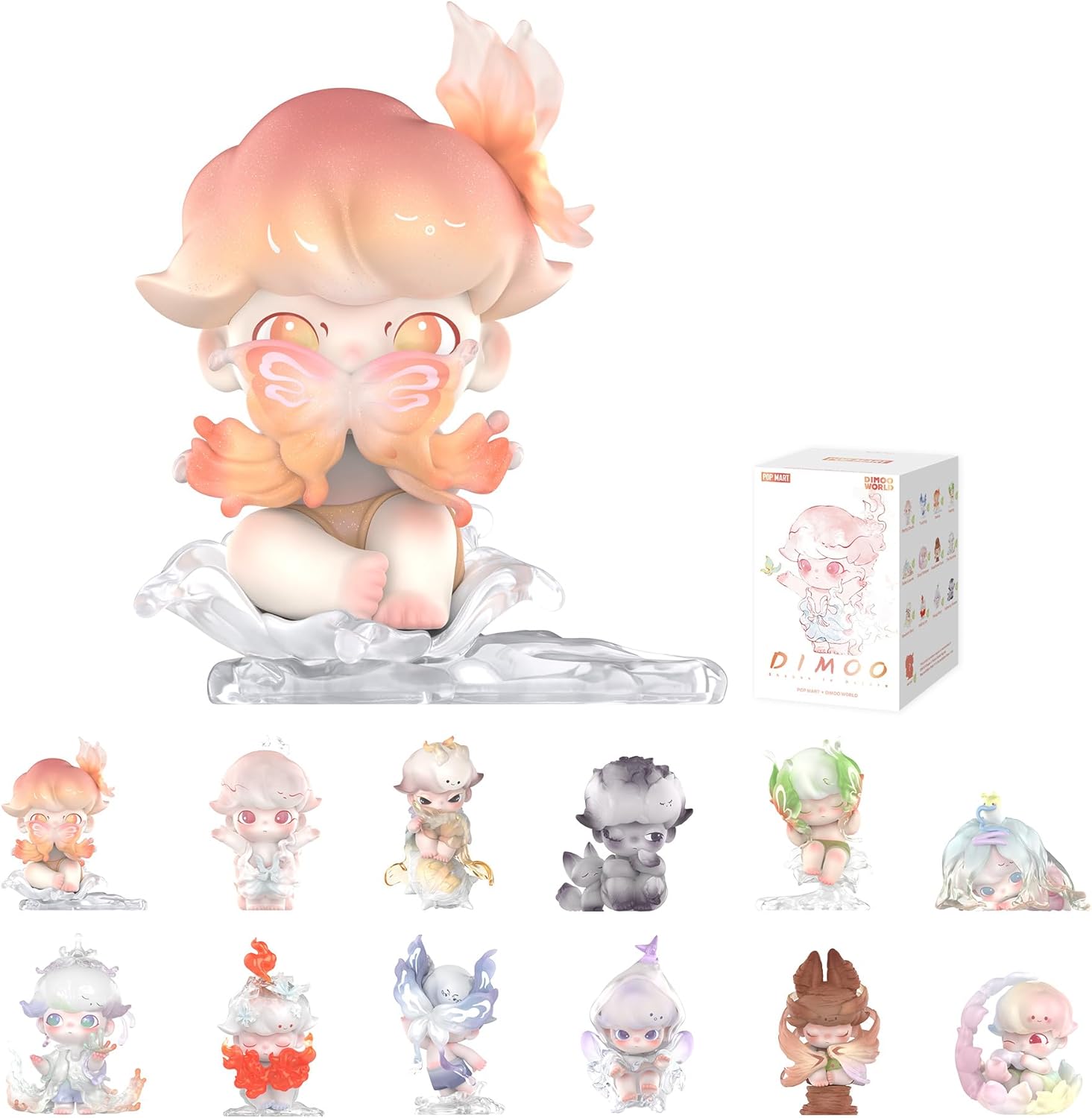 

POP MART DIMOO Серия «Формы в природе» Фигурки-сюрпризы, Коллекционные фигурки с рандомным дизайном, Подарки на праздник, день рождения, Одиночная коробка