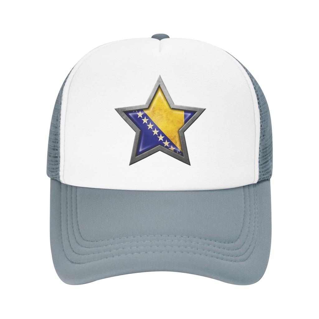 Bosnia and Herzegovina Flag Star Mesh Baseball Caps Unisex Fashion Sun Hat Hat Adjustable Summer Trucker Cap
