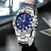 Men's Large Dial Blu-ray Glass Watch, High-end Men's Business Watch + Jewelry 4-piece Set