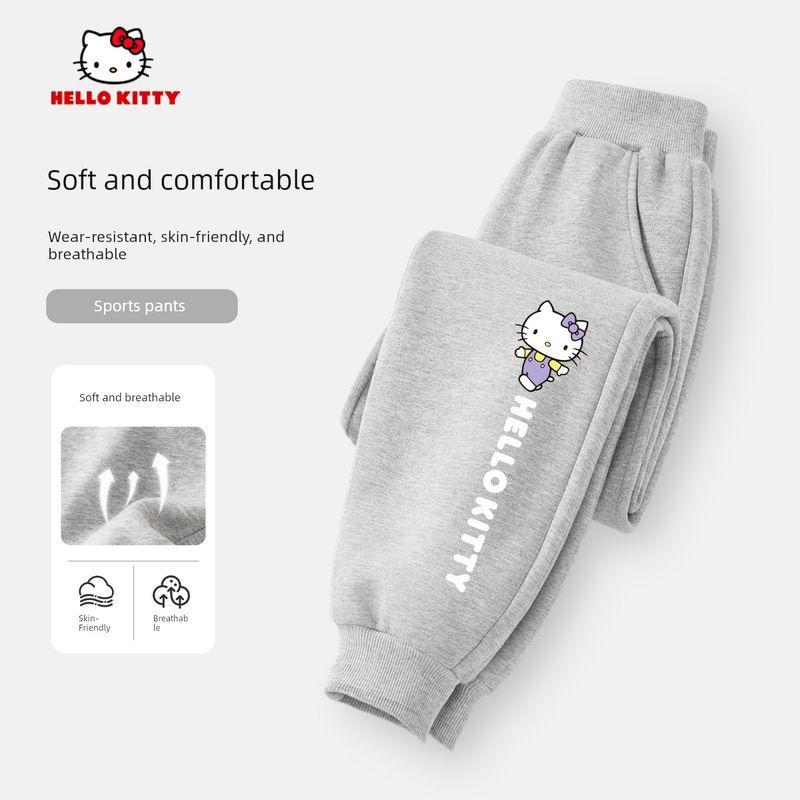 Hello Kitty Girls' Pants Spring and Autumn Thin Purple Stylish Casual Pants Children's Spring Sports Sweatpants Trendy