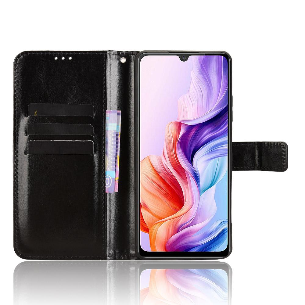 For ZTE Blade A76 5G PU Leather Case with Strap Crazy Horse Texture Phone Wallet Cover
