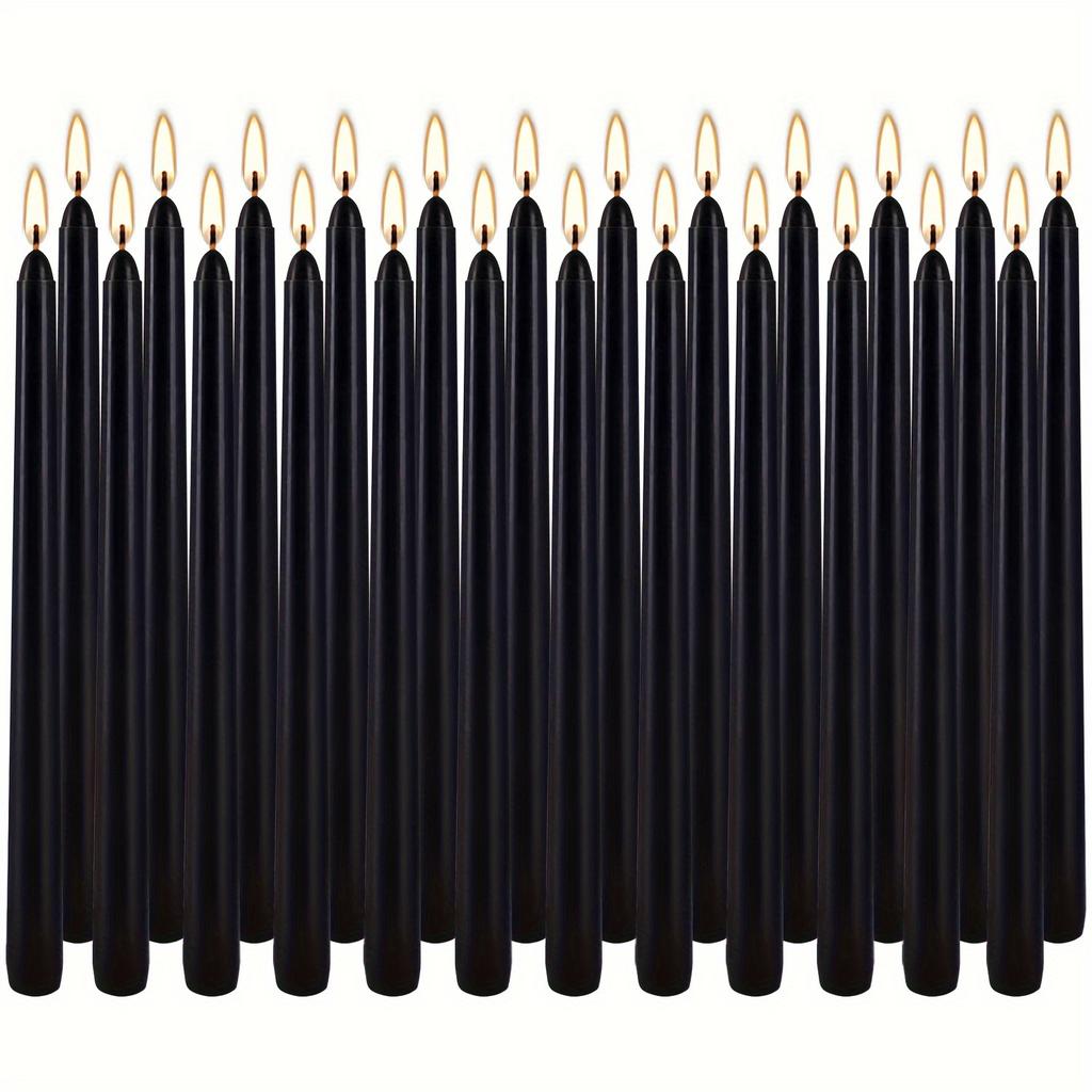 24/14 Pieces/set of Tasteless 10 Inch Black Conical Candle - Suitable for Dinner, Parties, Weddings, and Home Decor -2.2 Cm Base