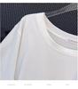 Women's Plus Size Loose Fit Mid-Length Round Neck T-Shirt with Short Sleeves and Slimming Design.