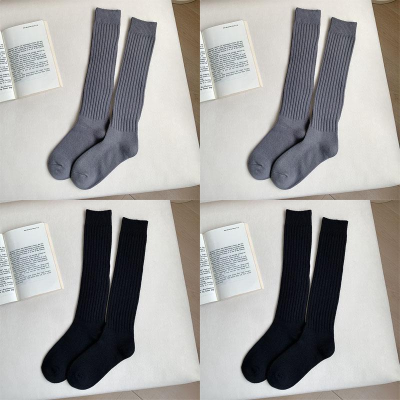 

4 пары женских носков до колена, высококачественные новые однотонные длинные носки в стиле преппи, женские японские модные милые женские чулки 4 Pairs